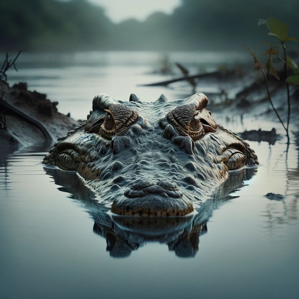 Dreaming of crocodile with the head emerging from the water