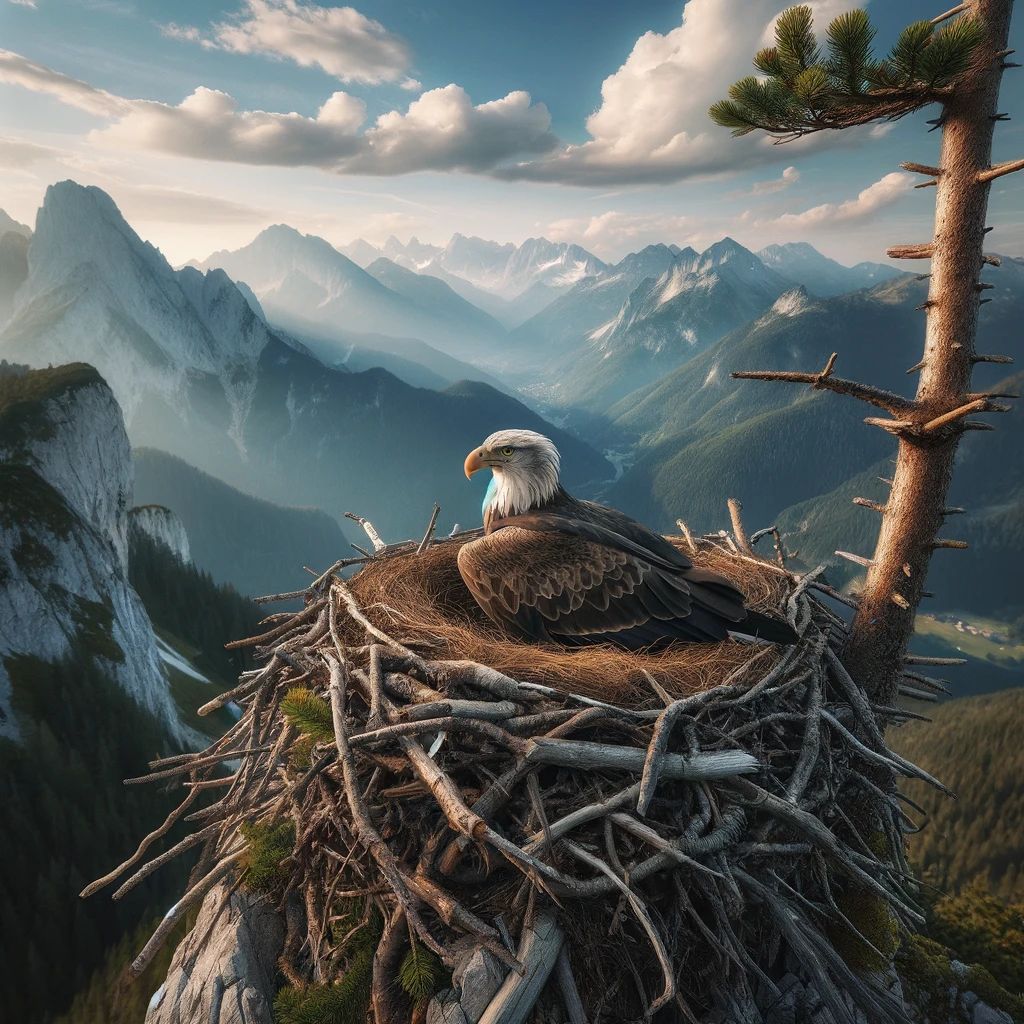 Dreaming of an eagle in its nest high above on a mountain top