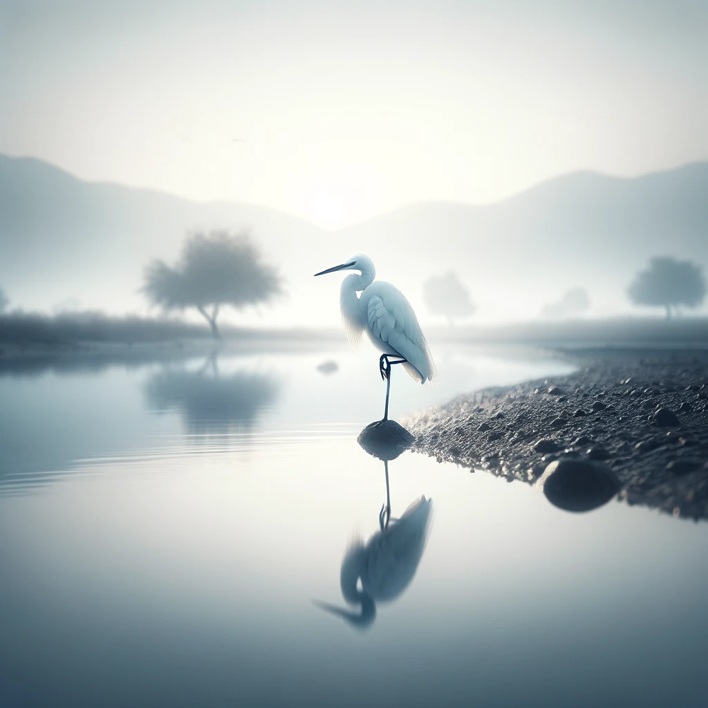 Dreaming of an egret standing of the edge of water