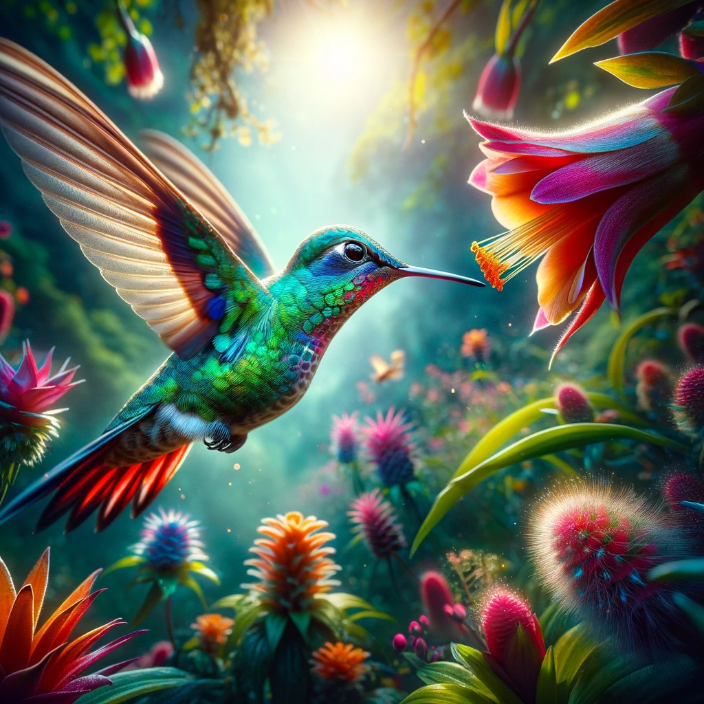 Dreaming of a hummingbird sucking nectar from a flower