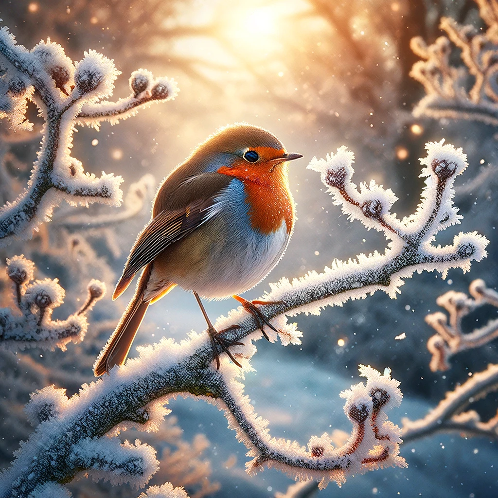 Dreaming of a robin on a branch in winter