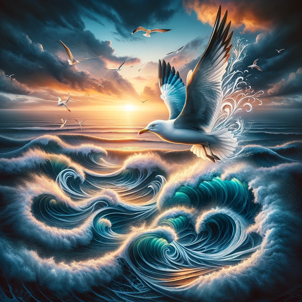 Dreaming about seagull above the waves