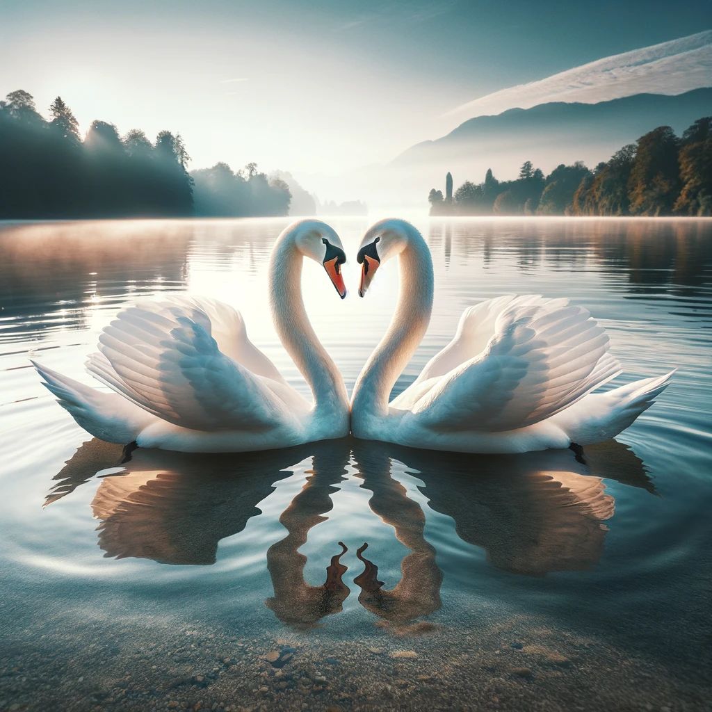 Dreaming of a pair of swans on still water
